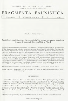 Raphidioptera and Neuroptera (Neuropterida) of the canopy in montane, upland and lowland fir forests of Abies alba Mill. in Poland