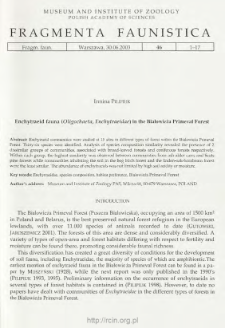 Enchytraeid fauna (Oligochaeta, Enchytraeidae) in the Białowieża Primeval Forest