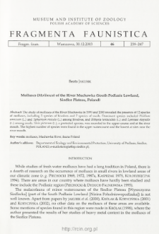 Molluscs (Mollusca) of the River Muchawka (South Podlasie Lowland, Siedlce Plateau, Poland)