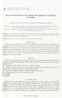 First record of Myrmica salina Ruzsky (Hymenoptera: Formicidae) for Poland