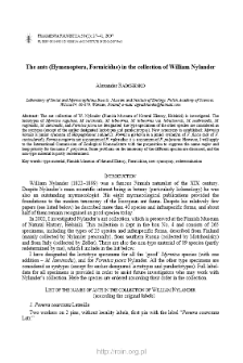 The ants (Hymenoptera, Formicidae) in the collection of Wiliam Nylander