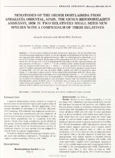 Nematodes of the order Dorylaimida from Andaluc&iacute;a oriental, Spain : the genus Mesodorylaimus Andr&aacute;ssy, 1959. 4, Two relatively small sized new species with a compendium of their relatives