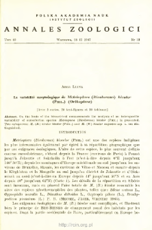 La variabilit&eacute; morphologique de Metrioptera (Bicolorana) bicolor (PHIL.) (Orthoptera)