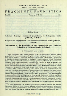 Materiały dotyczace zmienności geograficznej i ekologicznej Gobio gobio (L.) w Polsce = Materialy po geografičeskoj i &egrave;kologičeskoj izmenčivosti Gobio gobio (L.) w Pol'&scaron;e