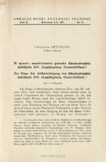 Zur Frage der Artberechtigung von Rhodostrophia tabidaria Zell. (Lepidoptera, Geometridae) = W sprawie samodzielności gatunku Rhodostrophia tabidaria Zell. (Lepidoptera, Geometridae)