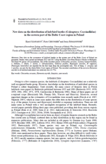 New data on the distribution of ladybird beetles (Coleoptera: Coccinellidae) in the eastern part of the Baltic Coast region in Poland