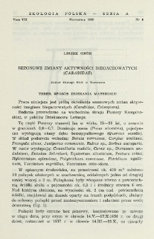 Sezonowe zmiany aktywności biegaczowatych (Carabidae)