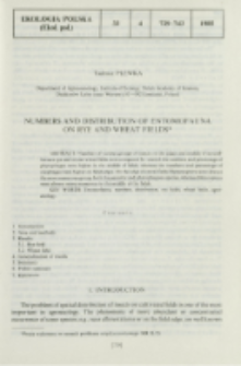 Numbers and distribution of entomofauna on rye and wheat fields