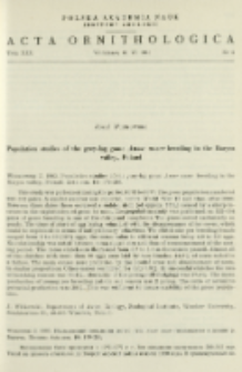 Population studies of the grey-lag goose Anser anser breeding in the Barycz valley, Poland