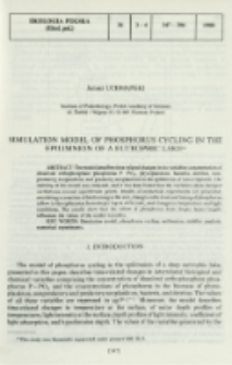 Simulation model of phosphorus cycling in the epilimnion of a eutrophic lake