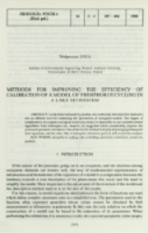 Methods for improving the efficiency of calibration of a model of phosphorus cycling in a lake ecosystem