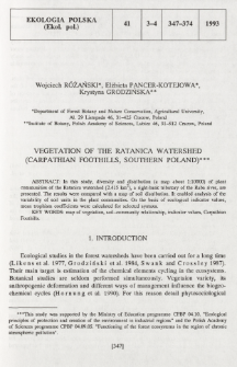 Vegetation of the Ratanica watershed (Carpathian Foothills, Southern Poland)