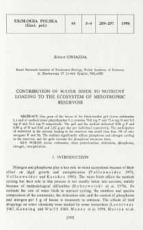 Contribution of water birds to nutrient loading to the ecosystem of mesotrophic reservoir