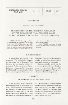 Development of the breeding population of the cormorant Phalacrocorax carbo in West Germany in the last decade (1980-1992)