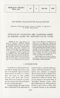 Ecological conditions and tolerance limits of isoetids alongthe Southern Baltic coast