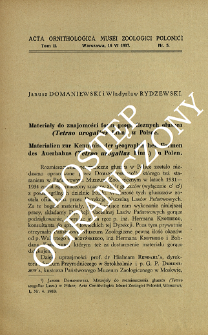 Materiały do znajomości form geograficznych głuszca (Tetrao urogallus Linn.) w Polsce